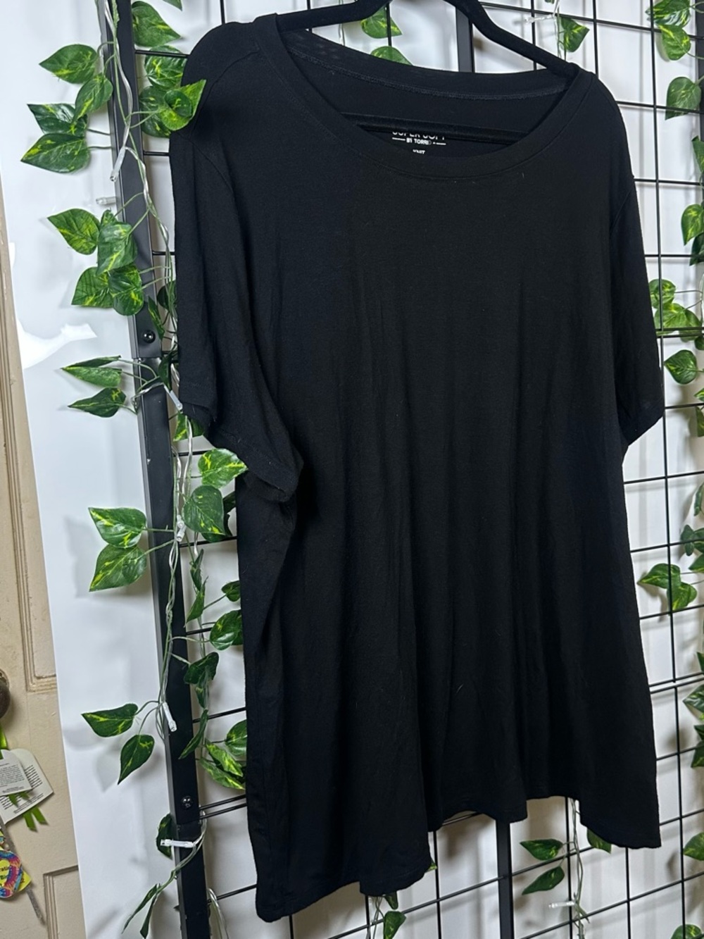 Torrid Super Soft Knit Black Round Neck Relaxed Fit Short Sleeve T-Shirt 3X